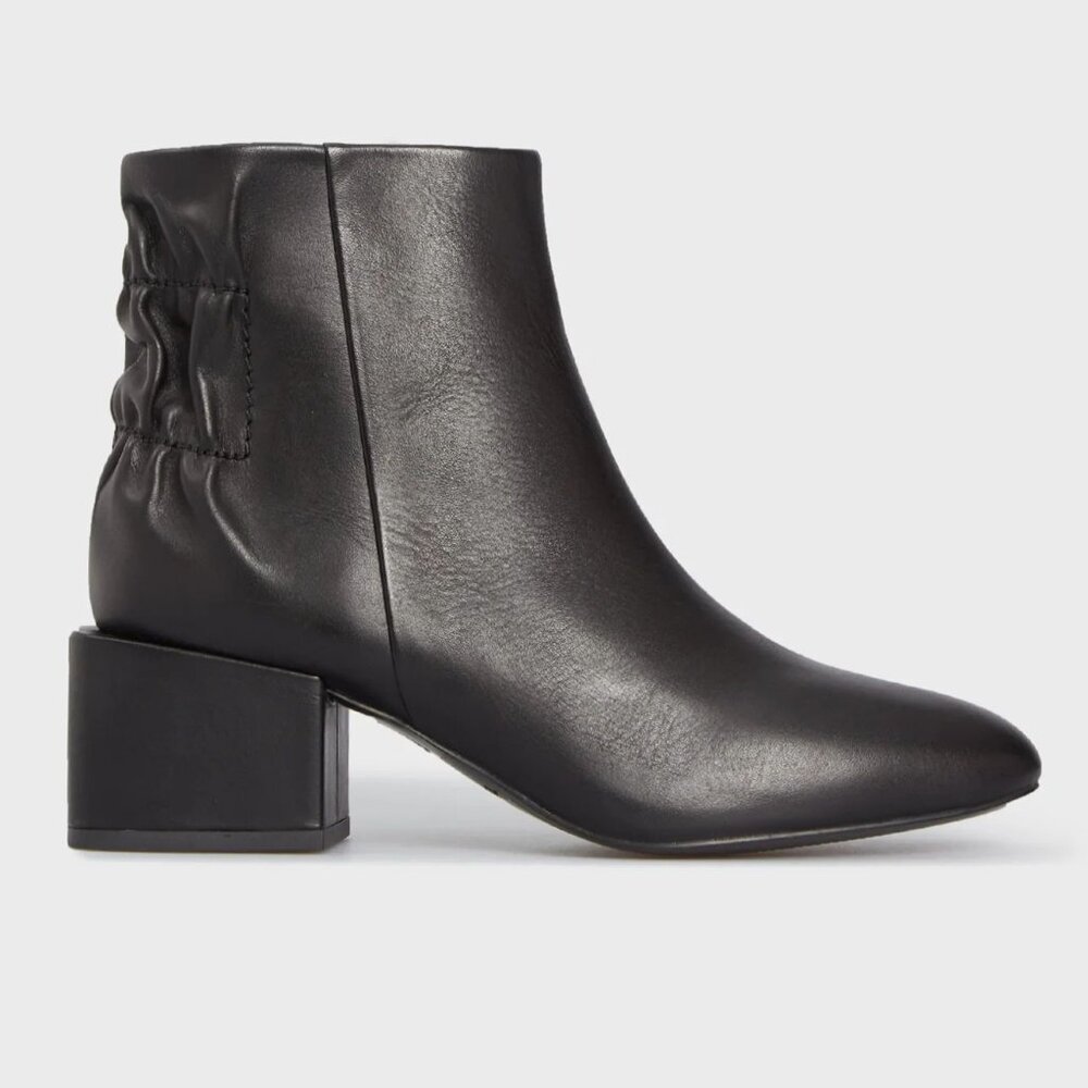 DIESEL Jaynet Mab Heeled Ankle Boots Booties Size 37 7 Black Leather NEW $298